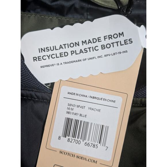 Scotch & Soda Quilted Jacket Water Repellent Inky Blue Green Varsity Style Med. - Picture 7 of 13